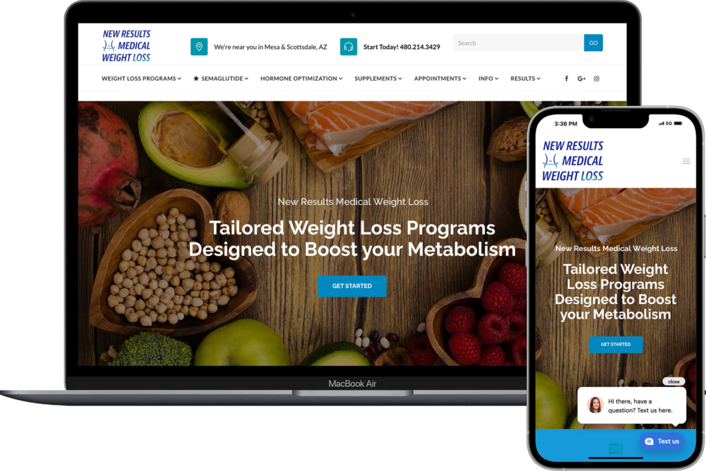 Medical Weight Loss Clinic/Center digital marketing client computer and phone website view