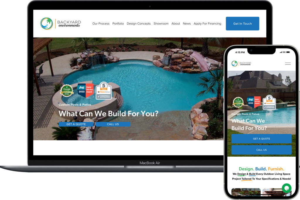 Pool builder and contractor business digital marketing client's website